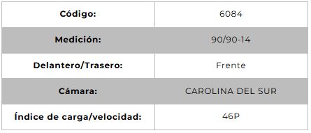Llanta para moto 90/90-14 (TL) Tipo Tubular Modelo SPORT R Marca Technic Brasil