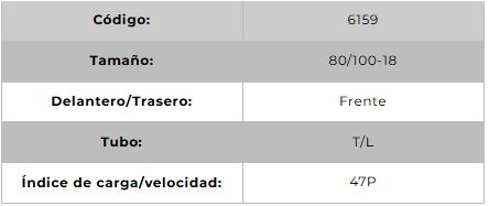 Llanta para moto 80/100-18 (TL) Tipo Tubular Modelo SPORT R Marca Technic Brasil