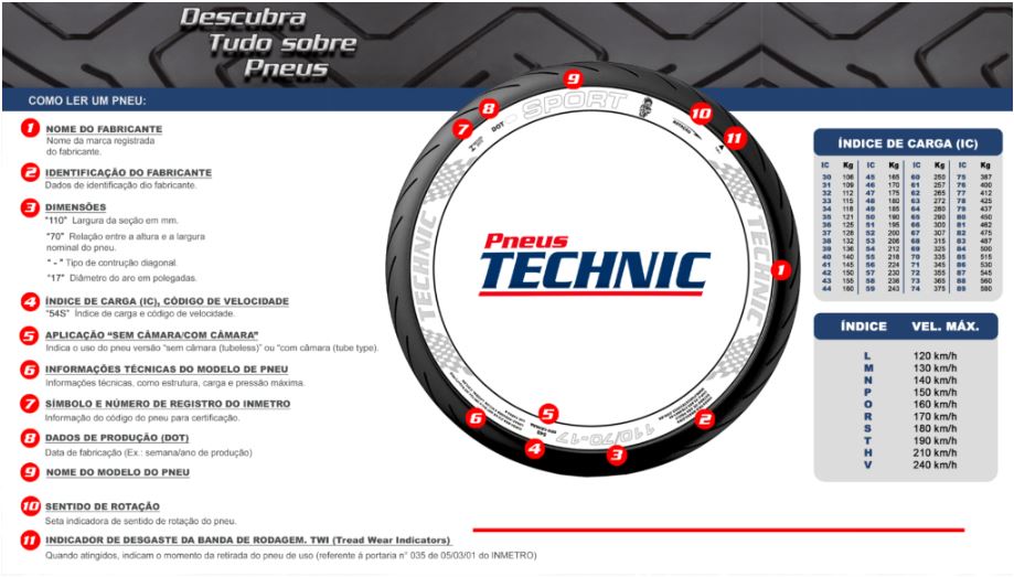 Llanta para moto 4.10-18 (TT) Tipo Tubo Modelo T&C Marca Technic Brasil