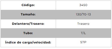 Llanta para moto 130/70-13 (TL) Tipo Tubular Modelo BELLATRIX Marca Technic Brasil