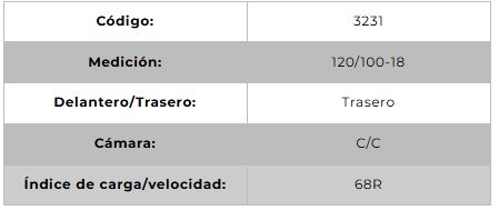 Llanta para moto 120/100-18 (TT) Tipo Tubo Modelo TXC Marca Technic Brasil