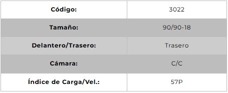 Llanta para moto 90/90-18 (TT) Tipo Tubo Modelo T&C Marca Technic Brasil