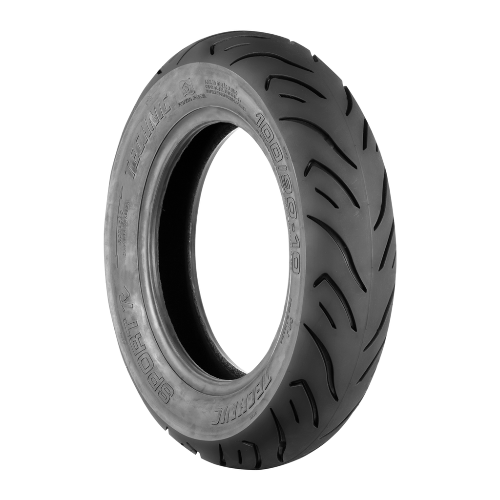 Llanta para moto 100/90-10 (TL) Tipo Tubular Modelo SPORT R Marca Technic Brasil